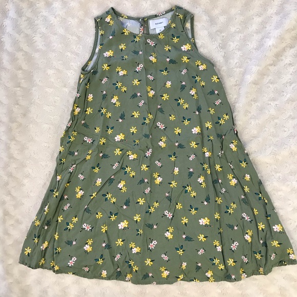 Old Navy Sleeveless Floral Dress Size 5T Green Yellow Flowers - Picture 2 of 4